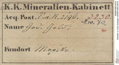 Etiketten zu Gold Gediegen (NHMW-MIN-Aw70)